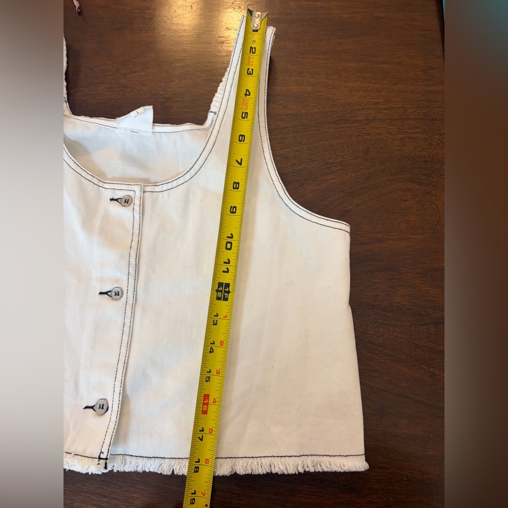 Hersy 100% Cotton White Black Contrast Trim Western Crop Tank Top Cropped Shirt - Picture 9 of 12